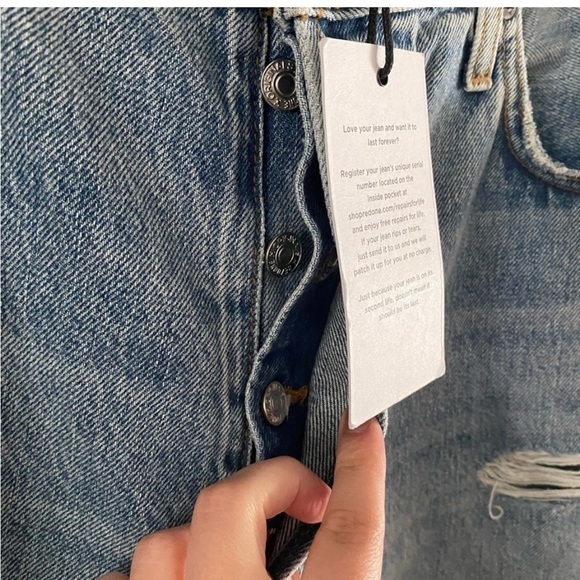 RE/DONE Distressed Low Slung Crop Rigid Jeans New Size 30 - Picture 5 of 10